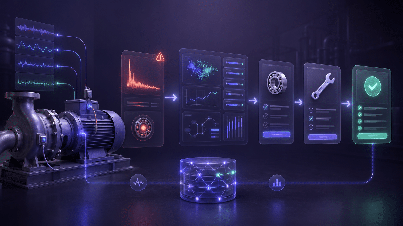 Equipment anomaly moving from detection and diagnosis to maintenance work order completion
