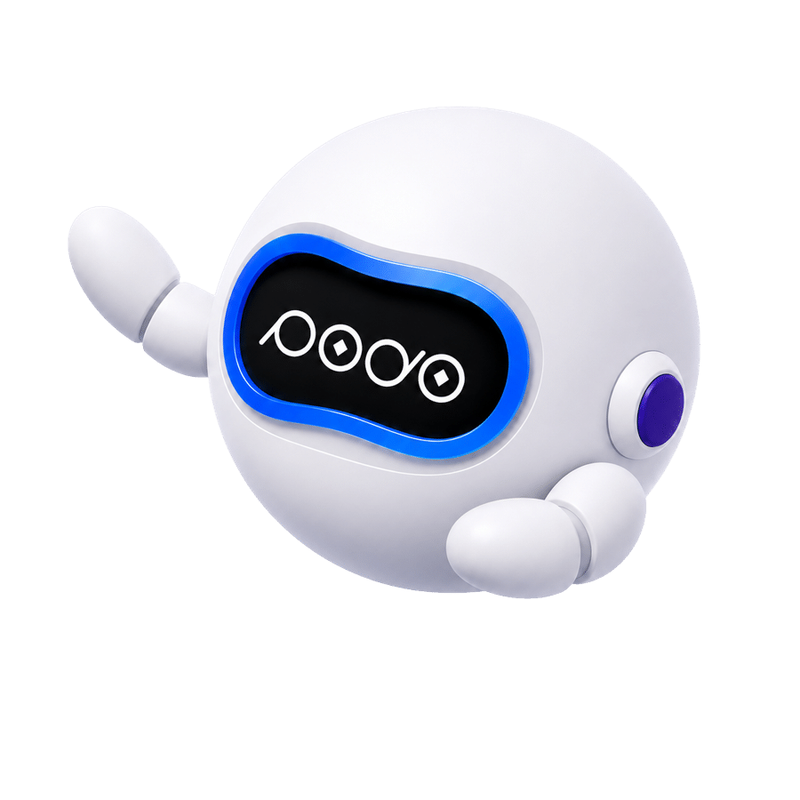 PODO robot appearing from the edge of the page