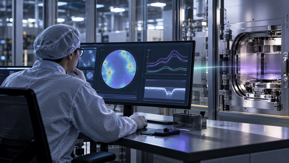 Comparison of affected and reference semiconductor wafers with overlapping evidence patterns.